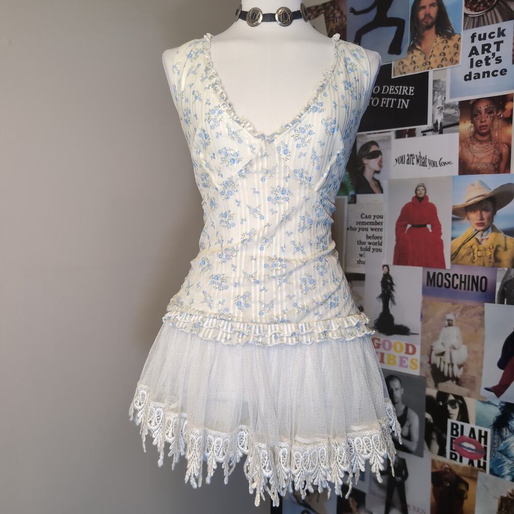 Floral Ruffle Trim Tank Top Girly Fairycore